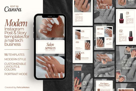 Stylish Instagram Templates for Nail Studios