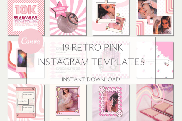 Pink Retro Instagram Post Design Kit