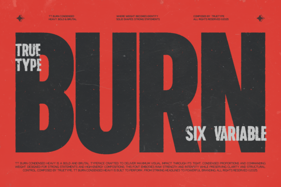TRT Burn Condensed Sans Serif Typeface