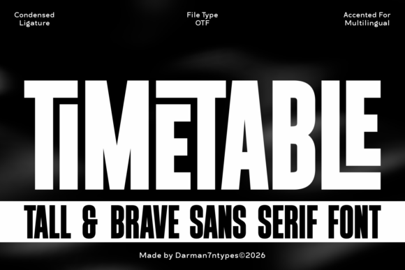 Timetable Tall Condensed Ligature Font