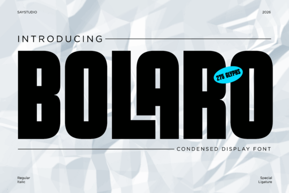 Bolaro Bold Condensed Display Typeface