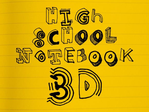High School Notebook 3D Doodle Font