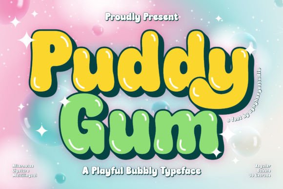 Puddy Gum Groovy Bubbly Display Typeface