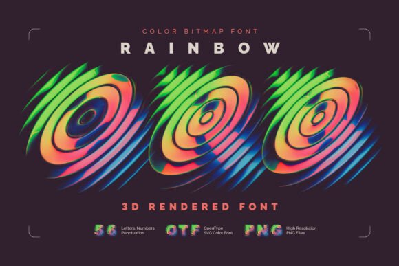 Rainbow Orb 3D Glass Rainbow Bitmap Font