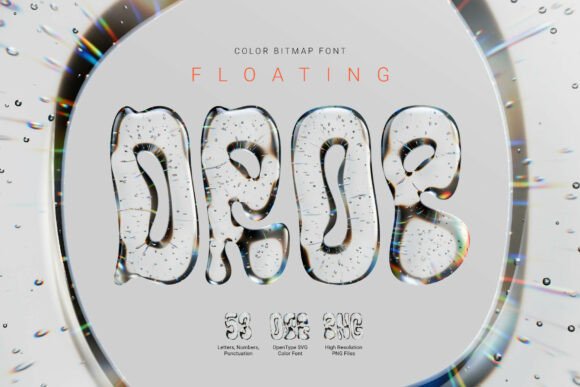 Floating Drop 3D Bubble Liquid Bitmap Font