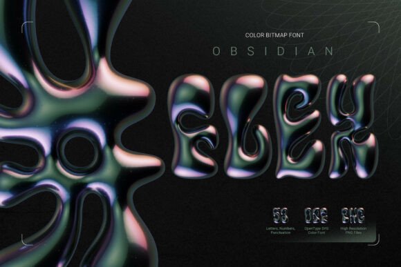 Obsidian Flex 3D Glossy Color Bitmap Font