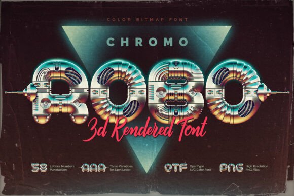 Chromo Robo Vintage Chrome 3D Display Font
