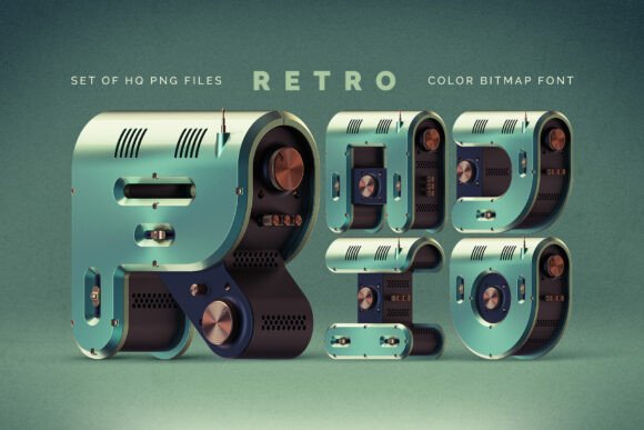 Retro Radio 3D Color Bitmap Font