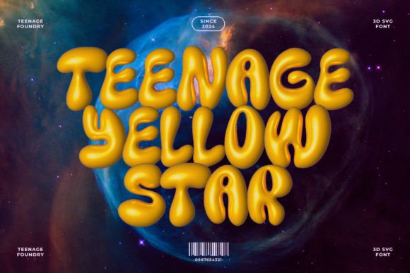 Teenage Yellow Star 3D SVG Display Font