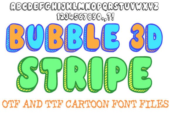 3D Bubble Stripe Cartoon Font