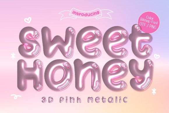 Sweet Honey 3D Pink Metallic Font