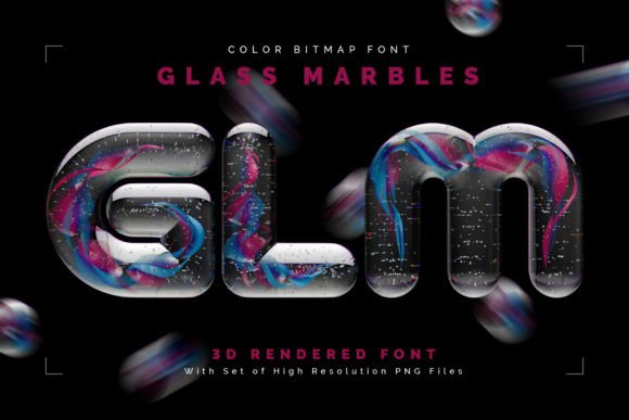 Glass Marbles 3D Glossy Color Bitmap Font