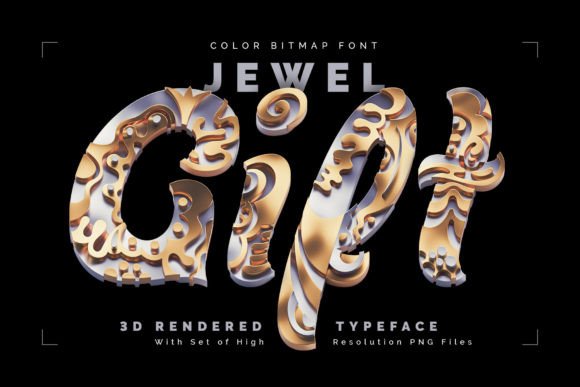 Jewel Gift 3D Gold & Silver Color Font