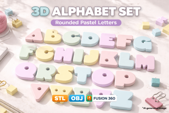 Rounded Hanging Alphabet Letters 3D Print Model Set