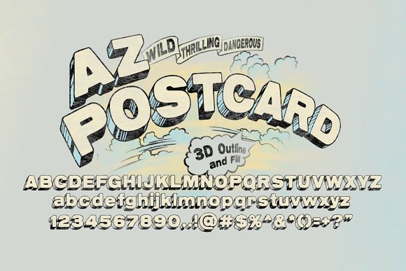AZ Postcard 3D Superhero Cartoon Font