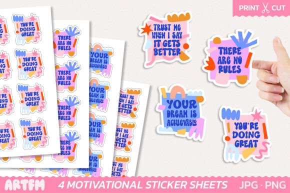 Motivational Quotes Printable Sticker Bundle