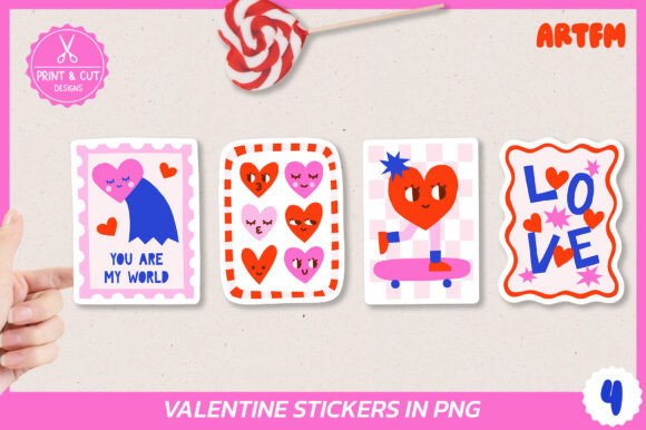 Groovy Valentine Printable Character Stickers