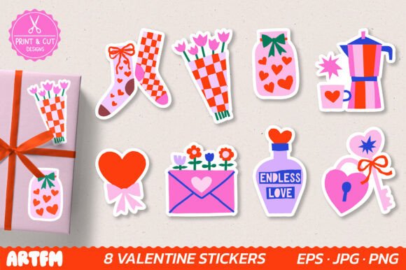 Retro Valentine’s Day Printable Sticker Bundle