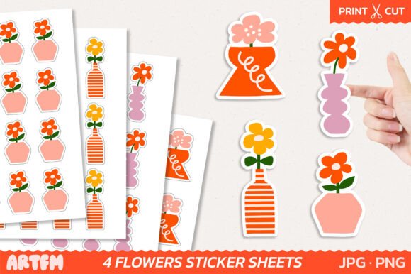 House Plants and Flowers in Vases Sticker Bundle