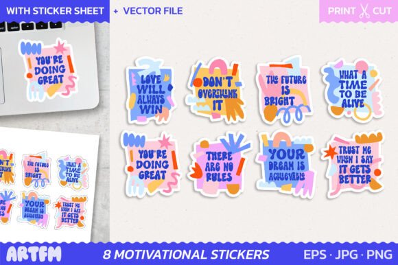 Motivational Quotes Printable Sticker Bundle