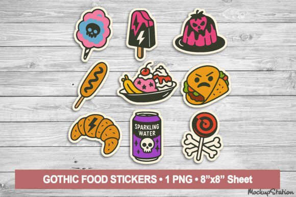 Food Y2K Gothic Kawaii Horror Sticker Sheet PNG
