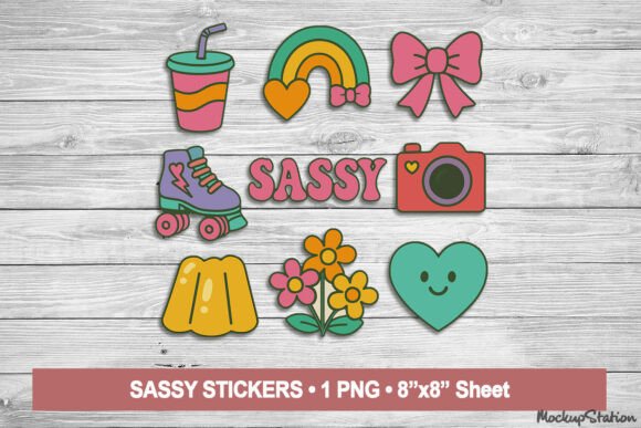 Vintage Y2K Aesthetic Sticker Icons PNG Set