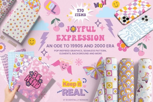 Joyful Expression Y2K Floral Graphics & Patterns