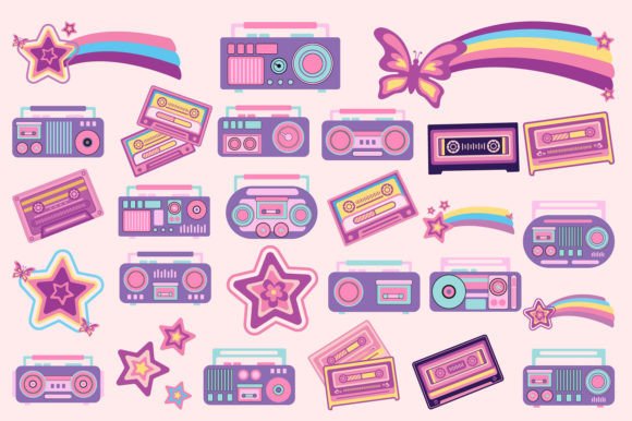 Retro Y2K Vector Elements Set