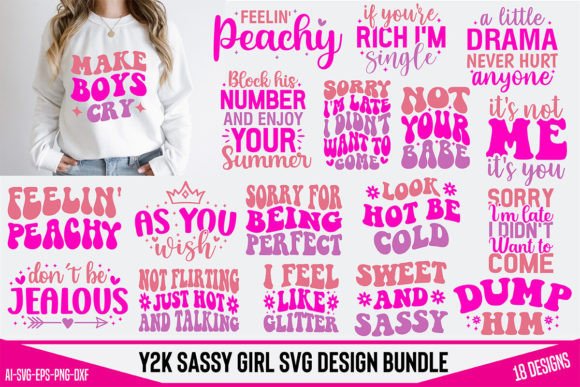 Y2K Sassy Girl Retro SVG Design Bundle