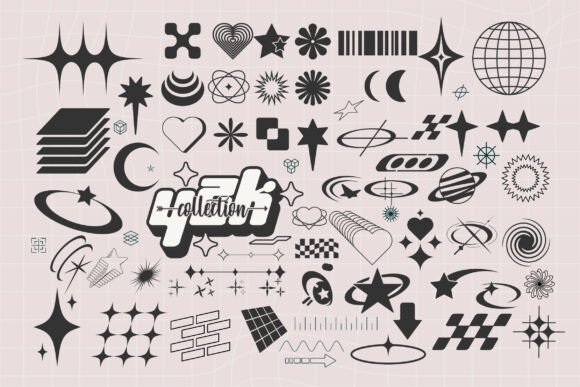 Retro Y2K Elements Digital Sticker Collection