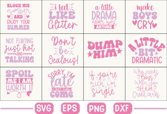 Y2K Sassy Girl Quotes Retro Graphic Bundle