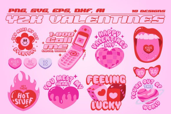 Y2K Retro Valentine Love SVG Bundle