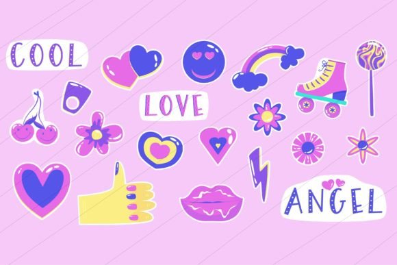 Retro Y2K Aesthetic Sticker Vector Set
