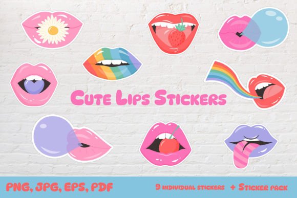 Cute Pop Art Lips Sticker Set