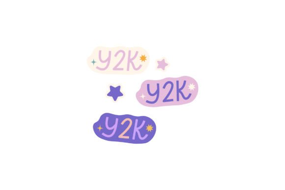 Purple Y2K Aesthetic Sticker Design Set