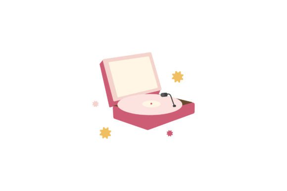 Y2K Pink Gramophone Retro Sticker Design Set