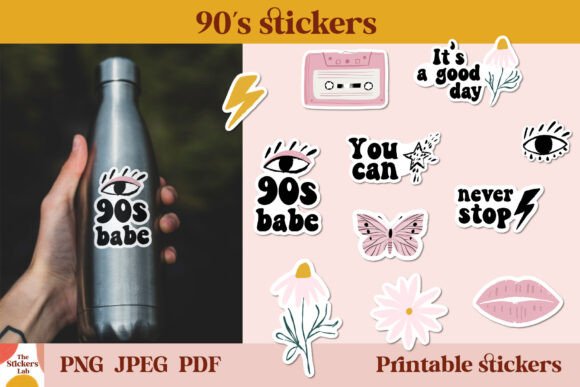 90s Retro Positive Sticker Set for Cricut & Silhouette