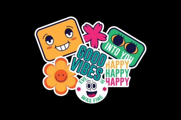 90s Vintage Retro Sticker Vector Pack