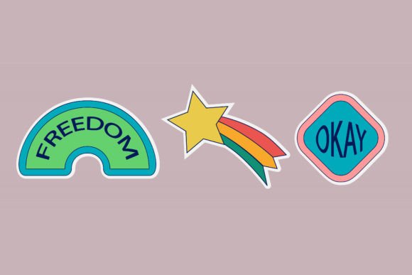 Retro Freedom and Okay Sticker Set