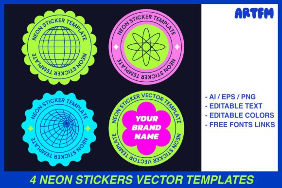 Neon Y2K Retro Sticker Print-Then-Cut Bundle