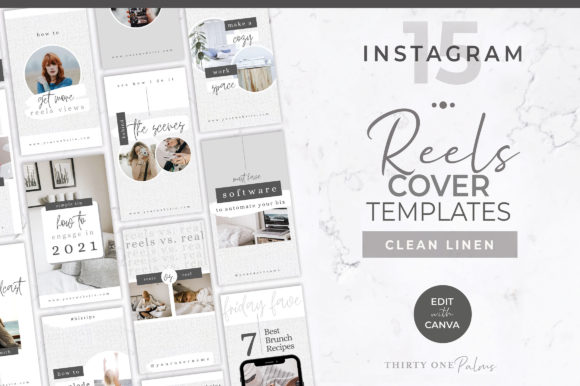 Canva Linen Reels Cover Templates