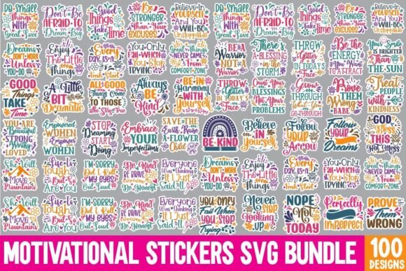 Funny Motivational Stickers SVG Digital Bundle