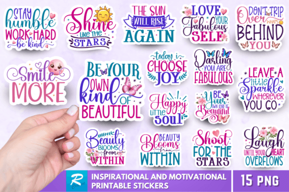 Printable Inspirational and Motivational Sticker PNG Set