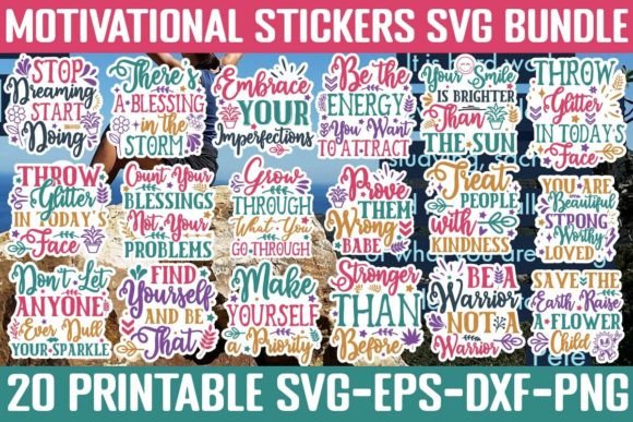 Motivational Boho Mental Health Sticker SVG Bundle