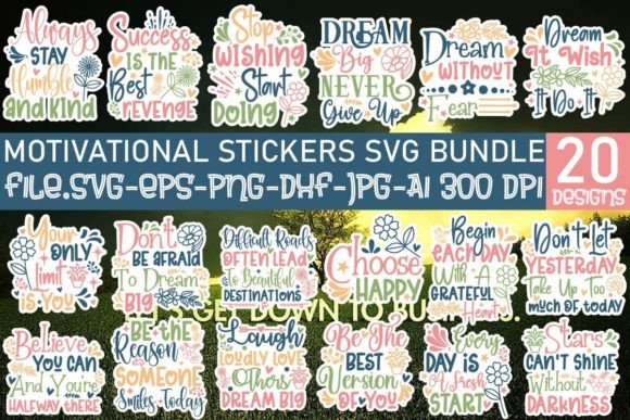Motivational Stickers SVG & Printable Design Bundle