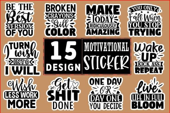 Motivational Sticker Design Bundle EPS SVG DXF PNG