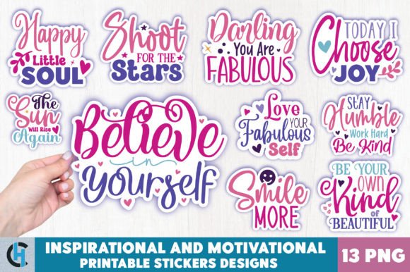 Inspirational Motivational Sticker PNG Bundle