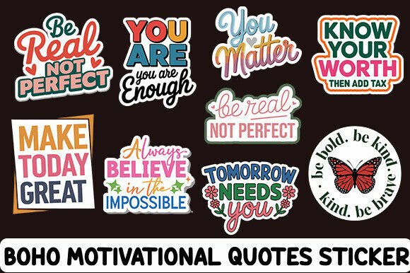 Boho Motivational Sticker Design Bundle