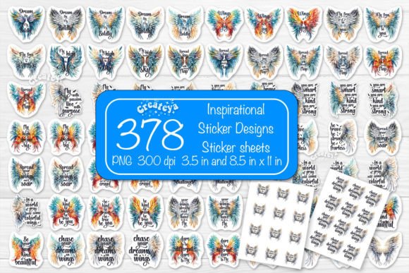 Watercolor Angel Wings Inspirational Sticker Bundle