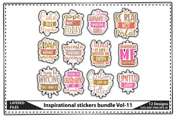 Inspirational Sticker SVG and Vector Design Bundle